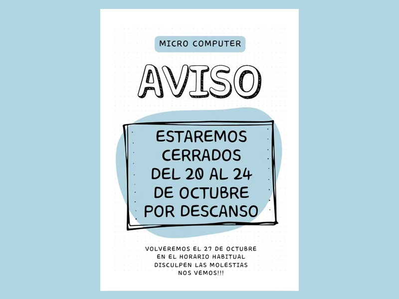 Cerramos del 20 al 24 de Octubre 2025